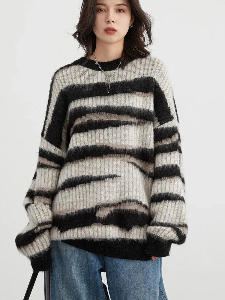 Cozy Zebra Knit Sweater: Wildly Chic Comfort for Your Everyday Adventures